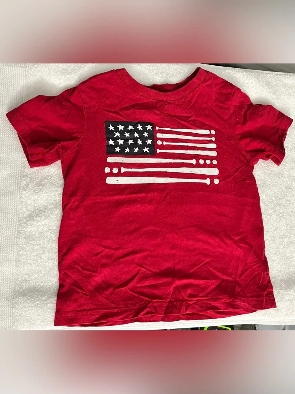 The Children's Place Red Short Sleeve Tee with Flag Graphic 3T
